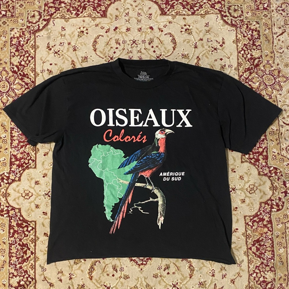 Oiseaux Colorés Black Graphic T-Shirt 🦜